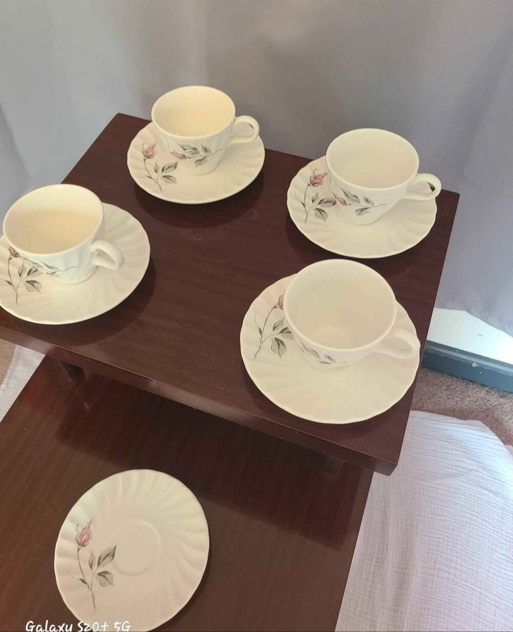 MCM Rosenthal Continental Jet Rose Teacup & Saucer Set of 4 + Spare Raymond Loew